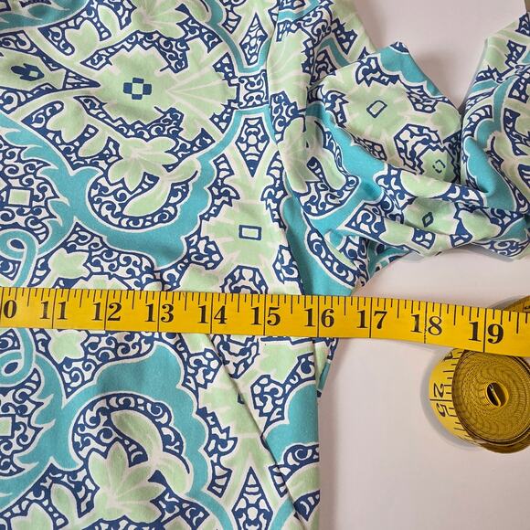 J.McLaughlin Dress Women XS Blue Green Paisley Long Sleeve Shift Knee Length - Picture 6 of 8